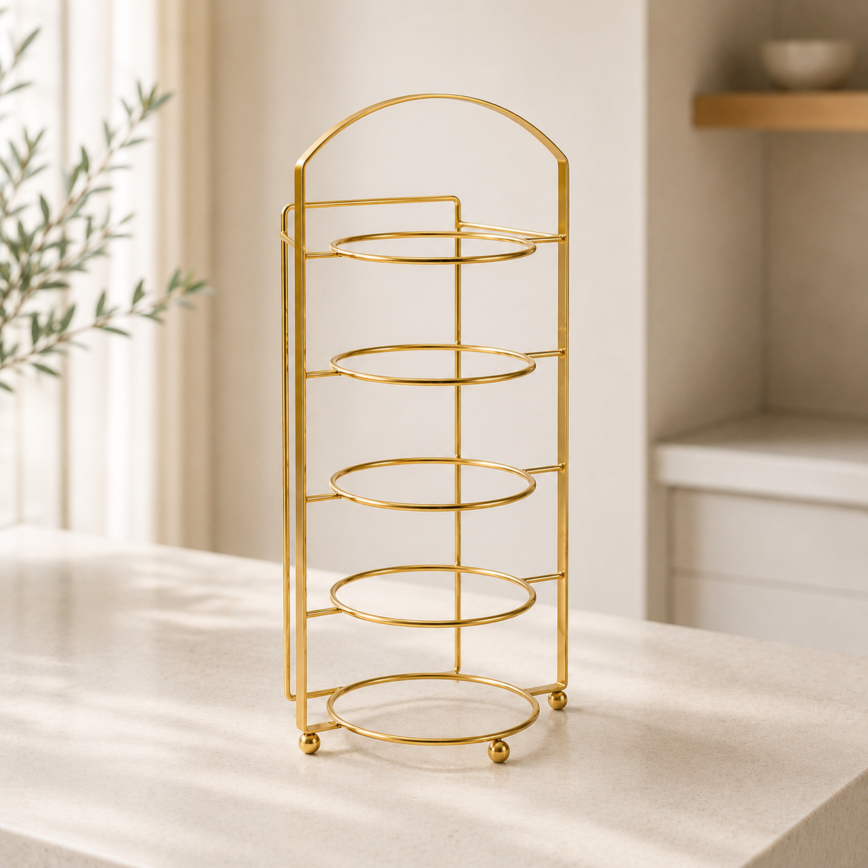 Homero Multipurpose Space-Saving Kitchen Counter Shelf with Elegant Gold Finish - 5 Tier