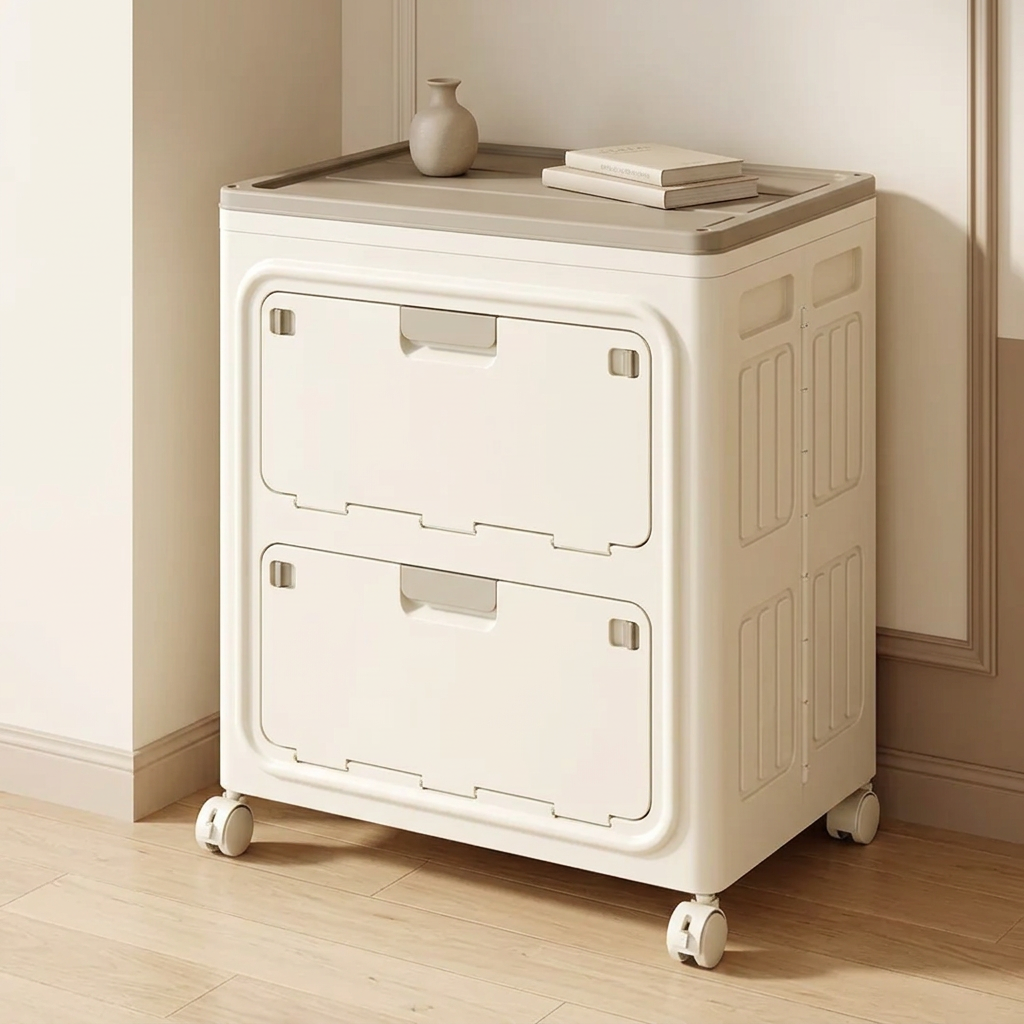 Multi Purpose Space-Saving & Stackable Foldable Storage Cabinet with Wheels