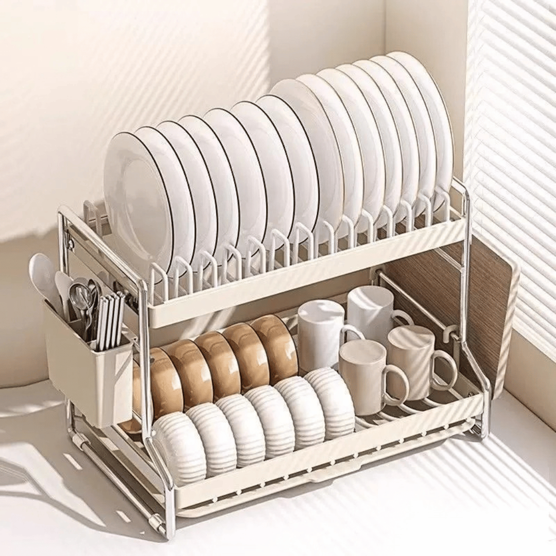 Multifunctional Kitchen Dish Organizer with Removable Drain Tray