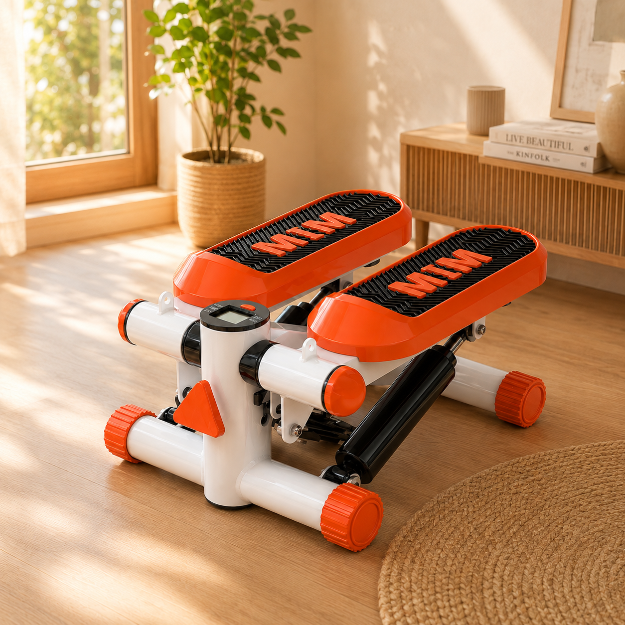 Homero Mini Fitness Stepper Machine with Adjustable Resistance Bands and LCD Display