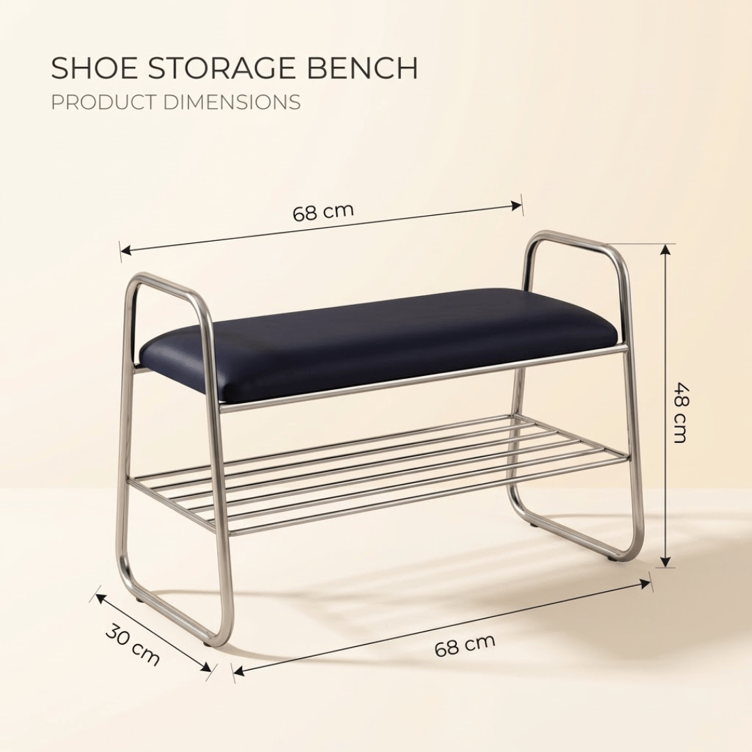 Premium Metal Shoe Rack Bench with Comfortable Cushioned Seat
