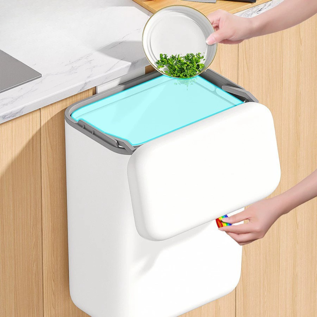 HOMERO Space Saving Dual Installation Compact Hanging Trash Can