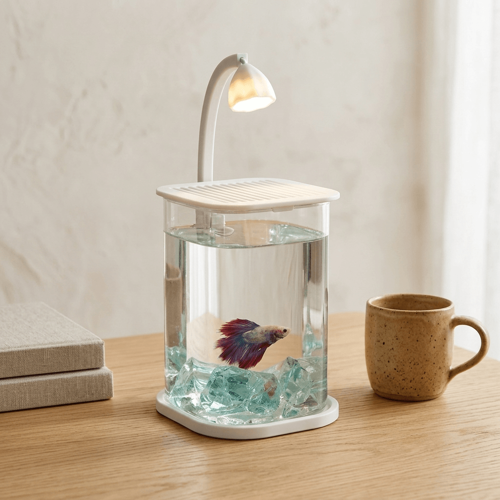 Homero Multi-Functional Ice Crystal Desktop Aquarium Setup with Lamp