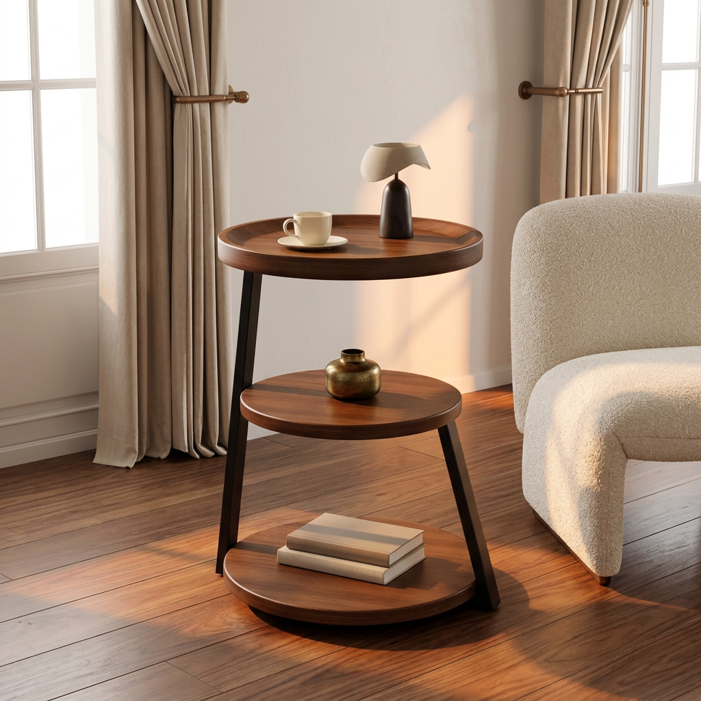 HOMERO Sepia Circular Reclaimed Classic Wood Table