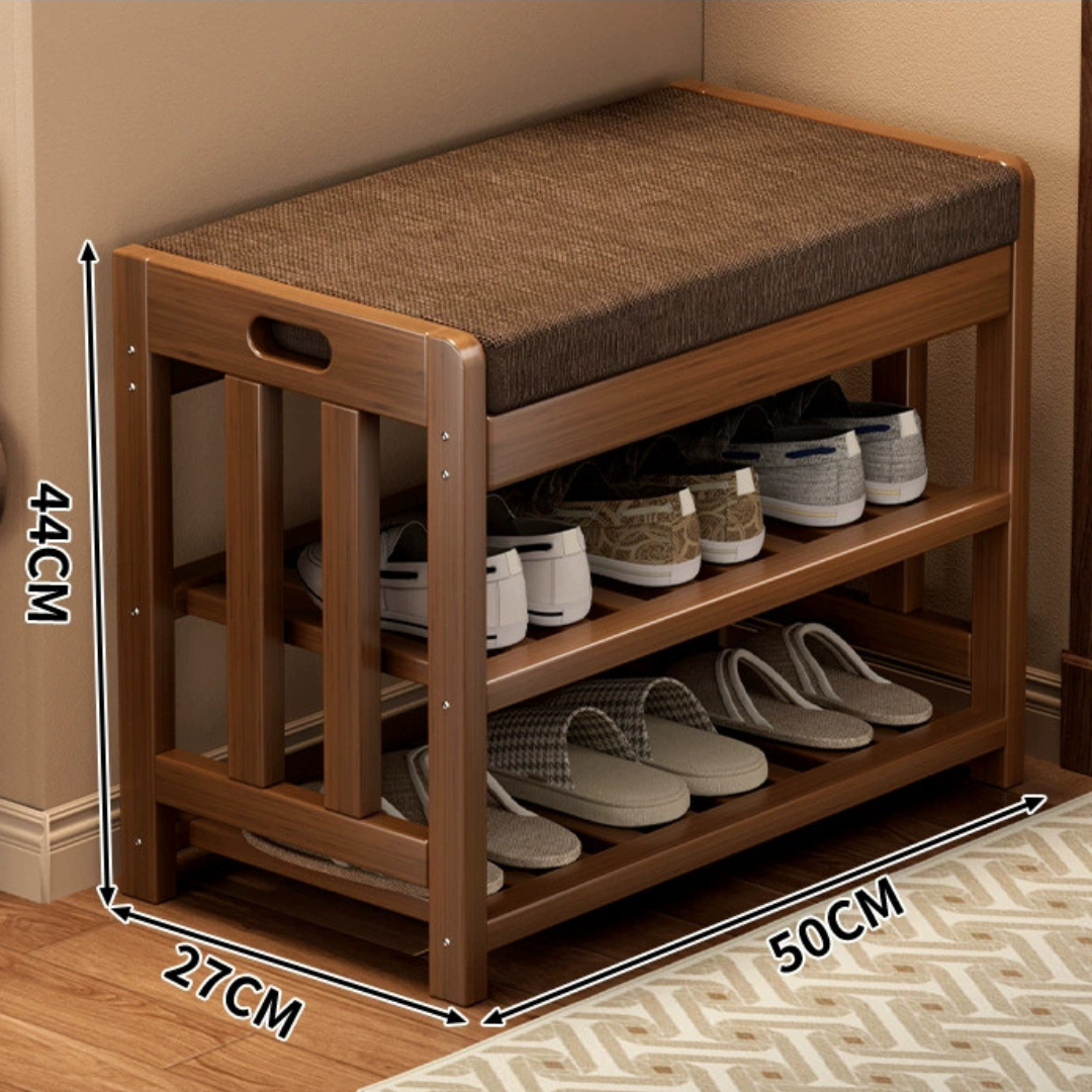 Multi-Purpose Bamboo Shoe Rack & Changing Bench with Cushioned Seat