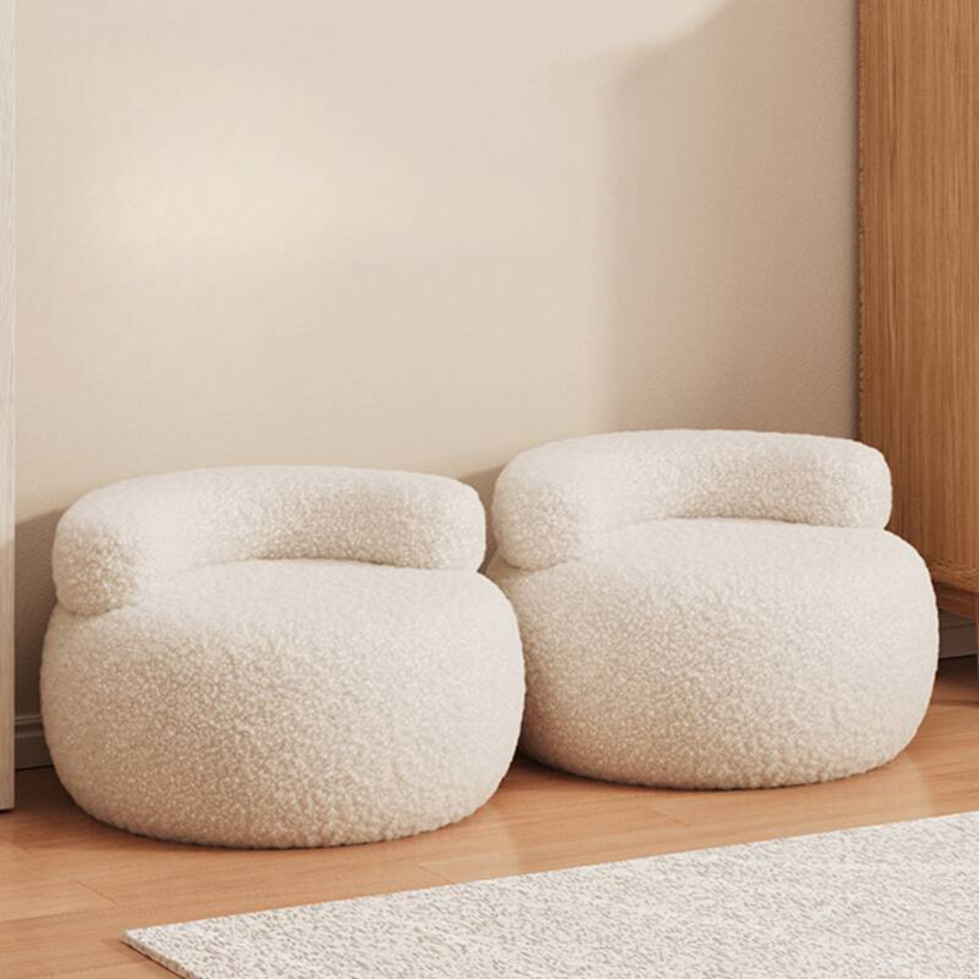 Soft Sherpa Round Accent Ottoman Seating Stool