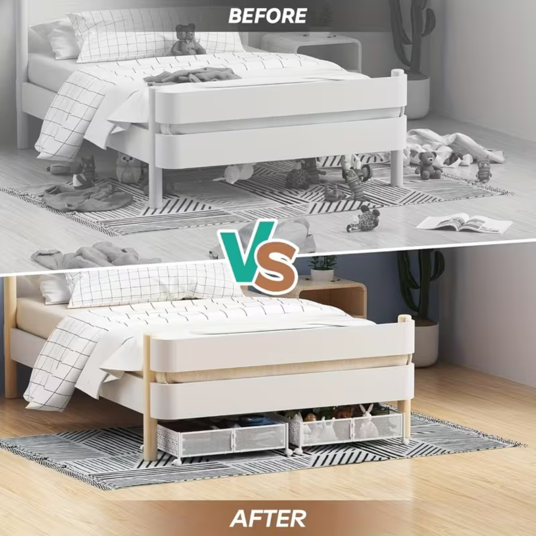 Foldable Under Bed Storage Rack with Lockable Wheels