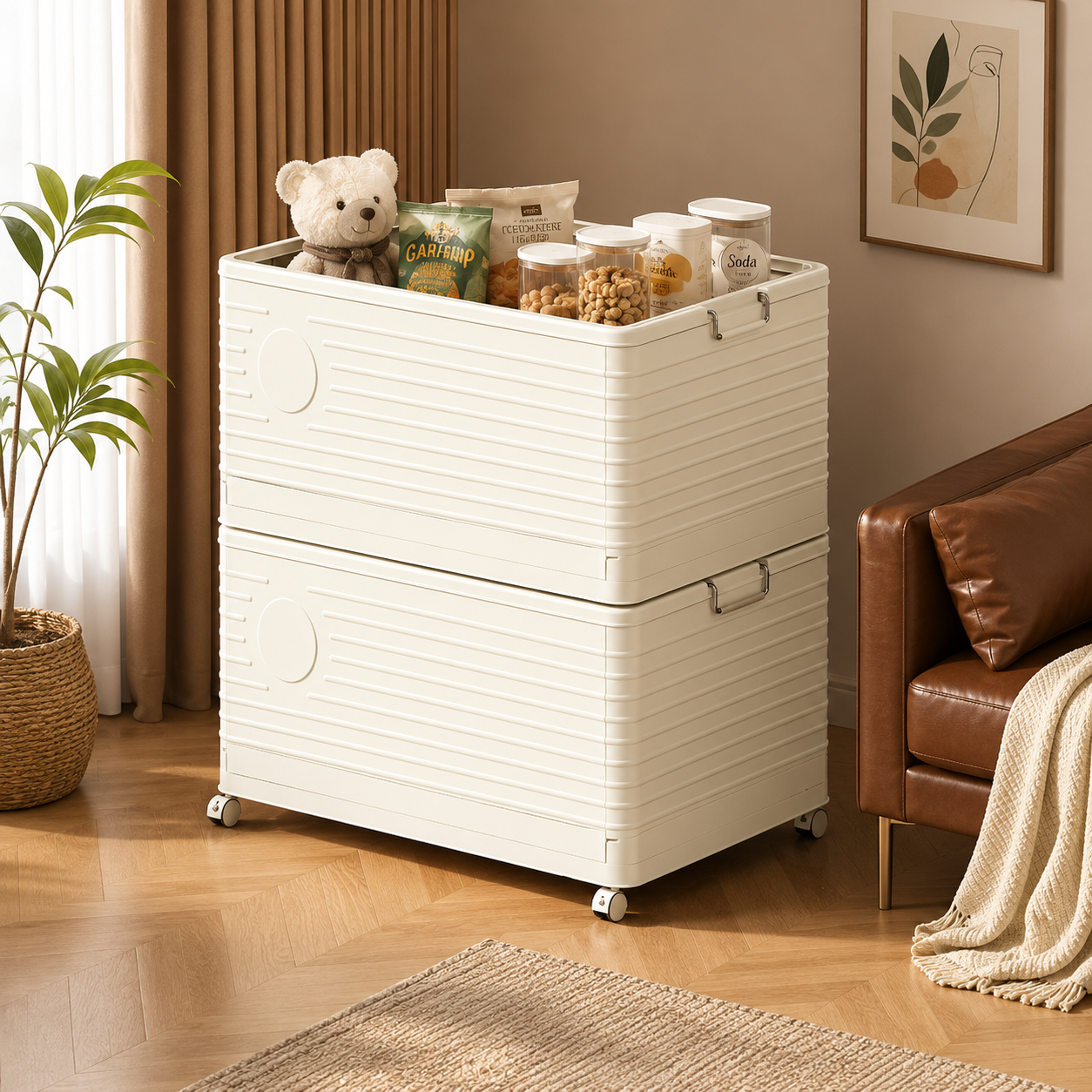 Multi Purpose Storage Utility Foldable Stackable Storage Box With Wheels