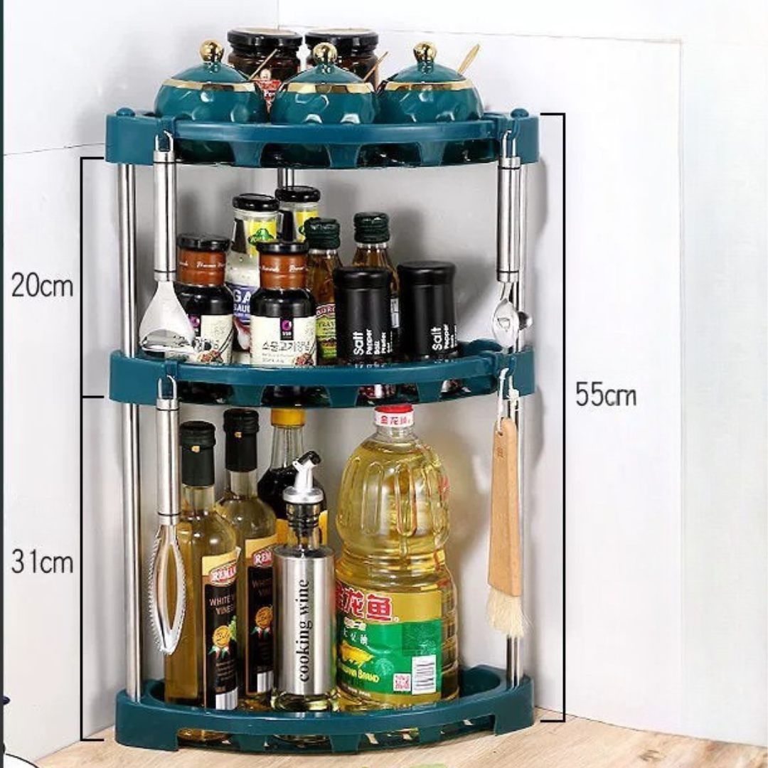 Stainless Steel Corner Kitchen Storage Rack with Smart Drainage Design