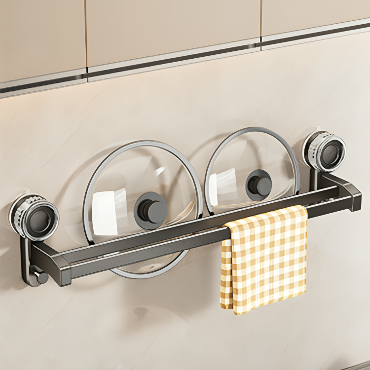 Premium Suction Cup Wide Spacing Aluminum Double Bar Towel Rack