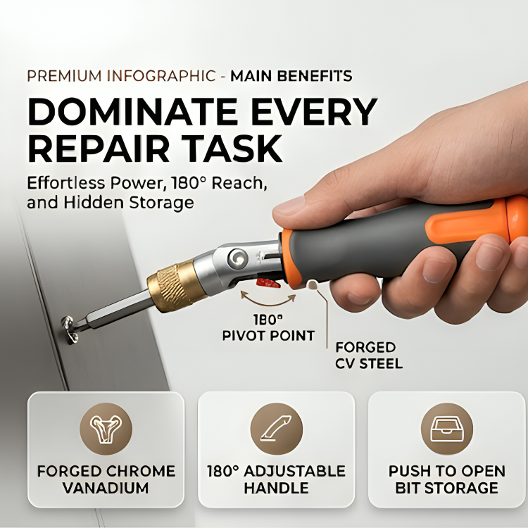 80° Multi Angle Ratchet Screwdriver Set with Hidden Bits