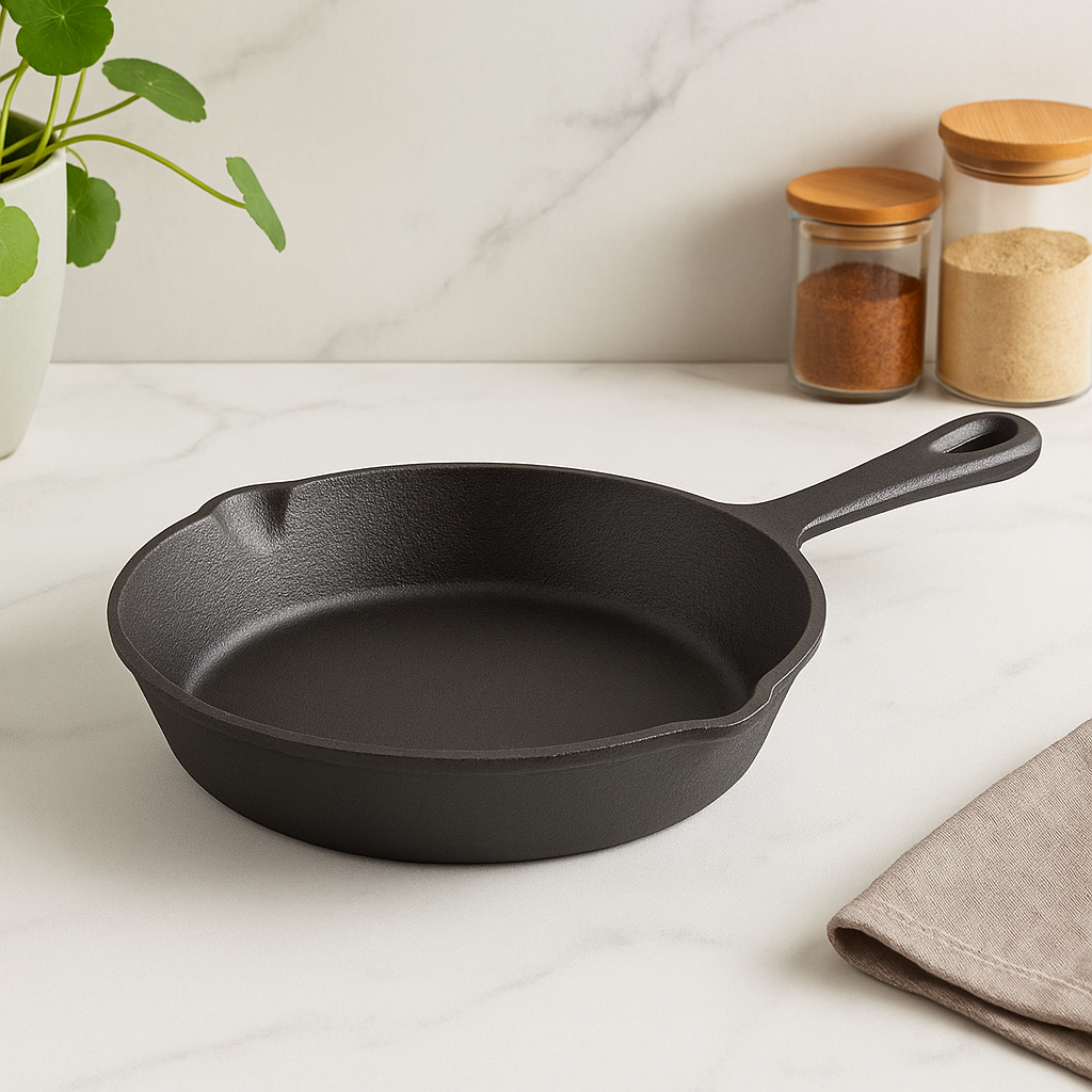 HOMERO Cast Iron Frying Pan with Natural Non-Stick Finish 25cm