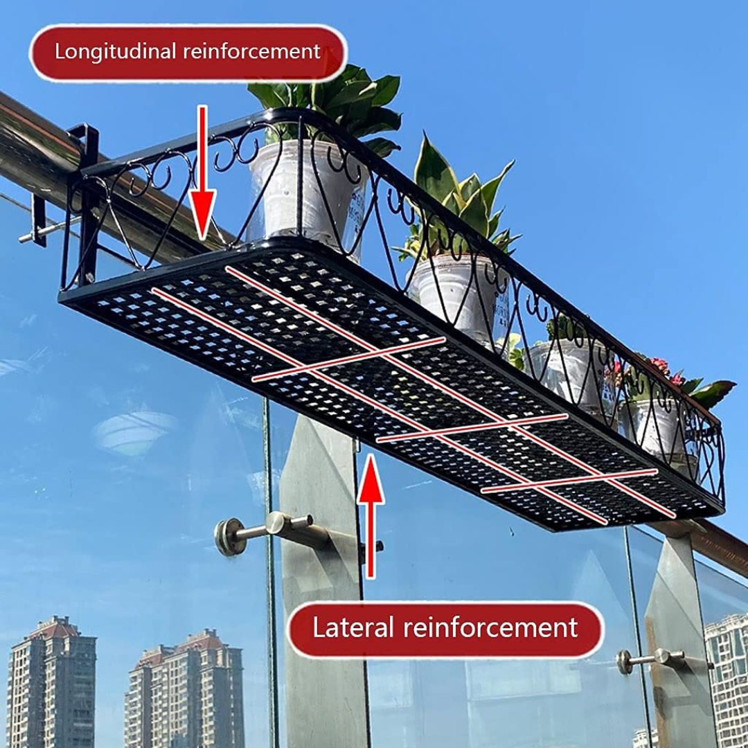Heavy Duty Hanging Plant Shelf Decorative Railing Pot Stand