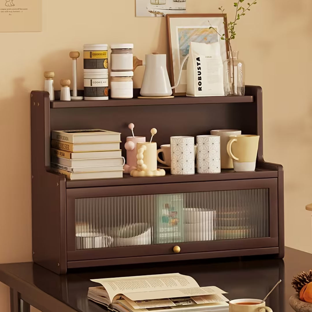 Bamboo Flip Door Countertop Storage Cabinet