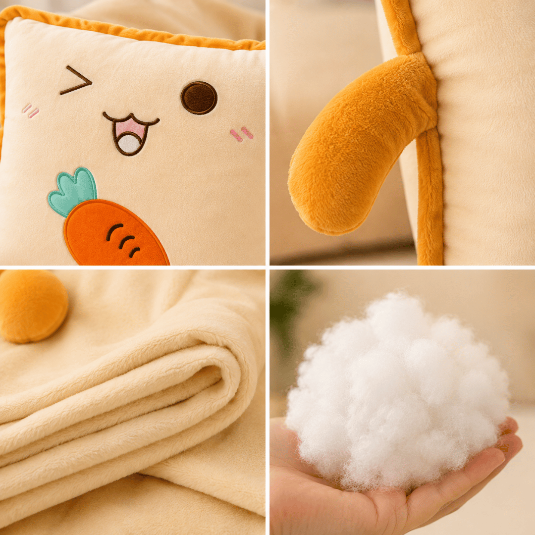Homero 3D Cute Toast Pillow Blanket 2 in 1  Foldable Plush Quilt