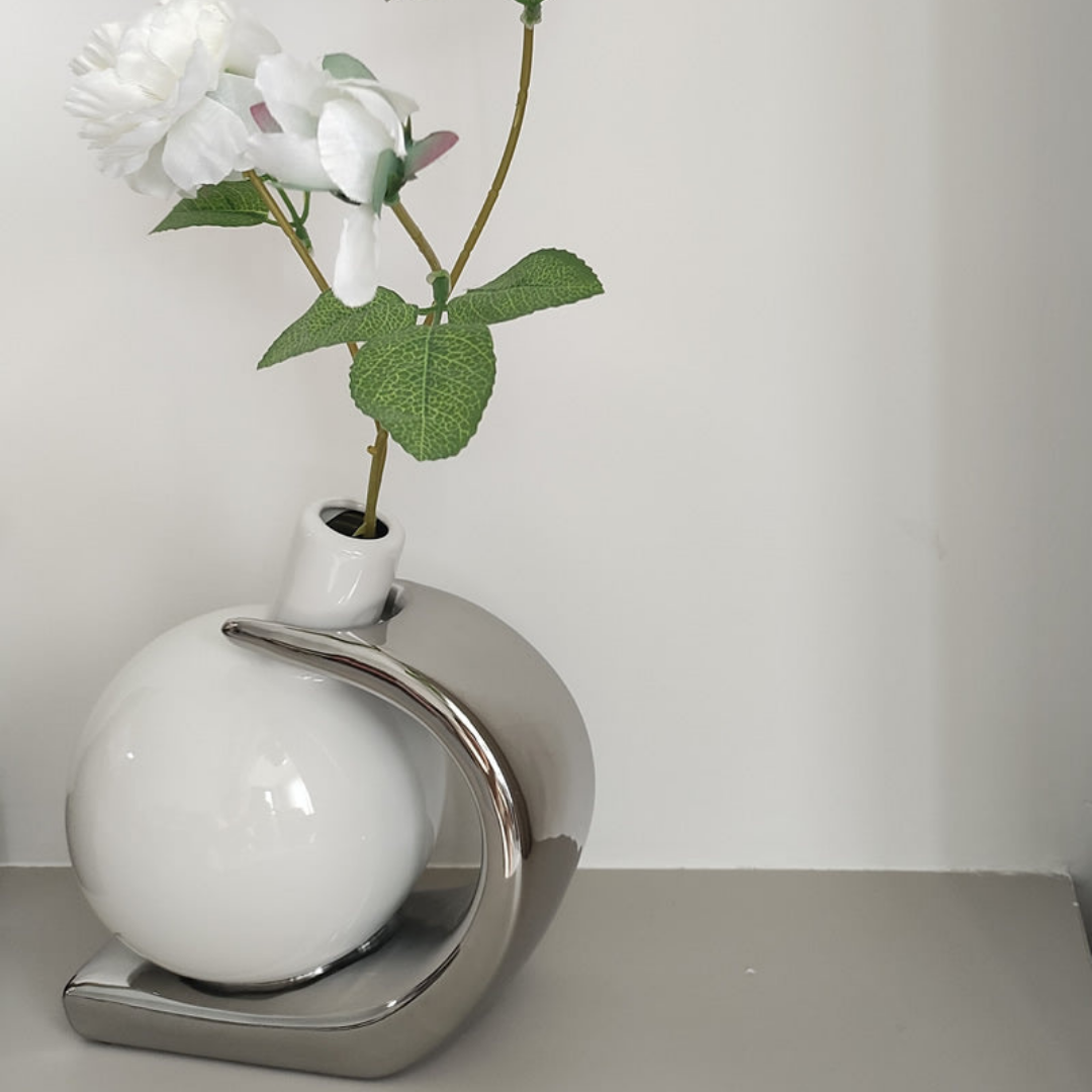 HOMERO Modern Nordic Style Ceramic Flower Vase With Flower