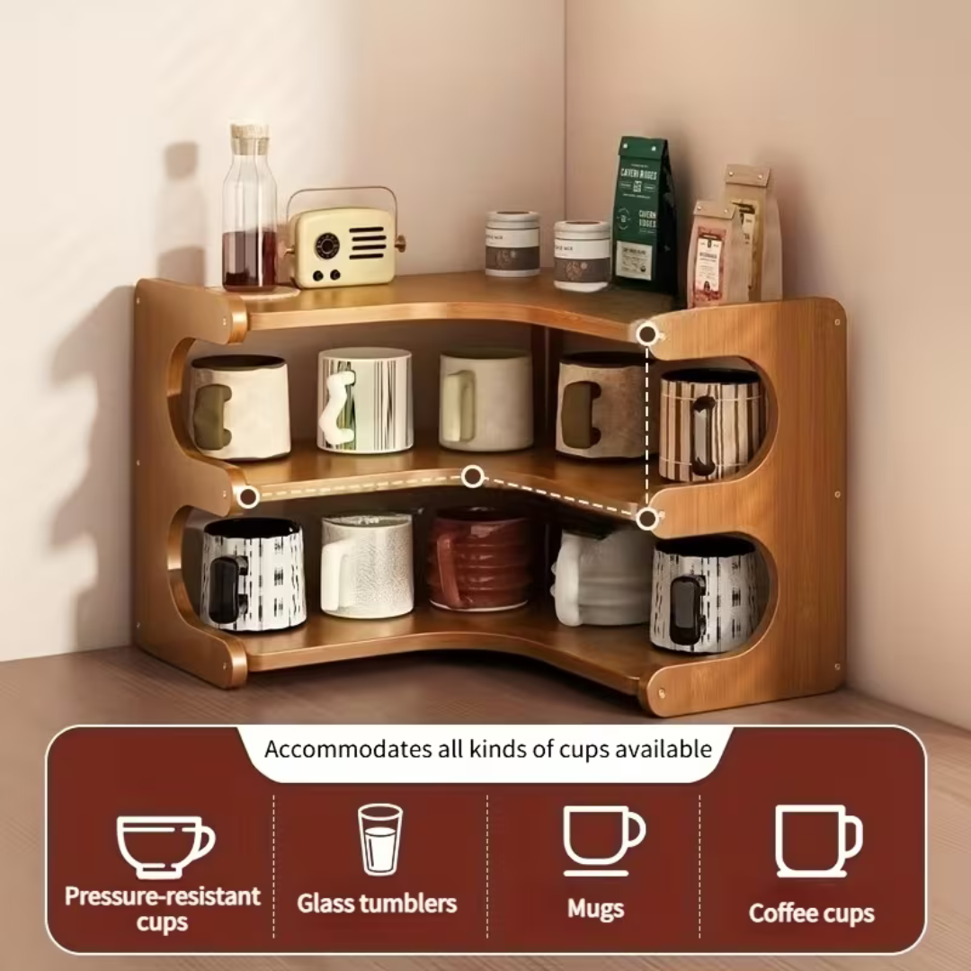 Multi-Purpose Curved Bamboo Desktop Storage Organizer