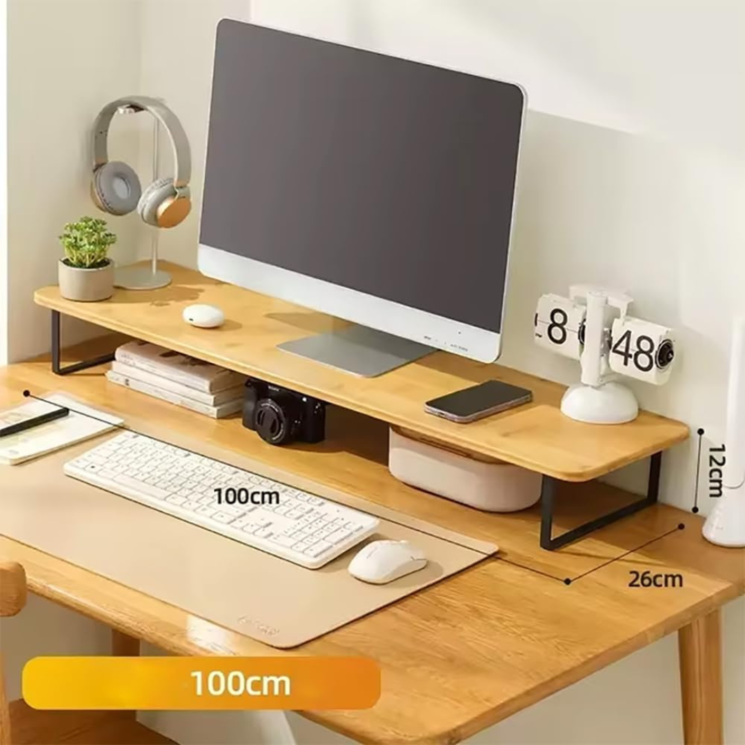 Multi Functional Wooden Monitor Riser Stand and Desk Organizer