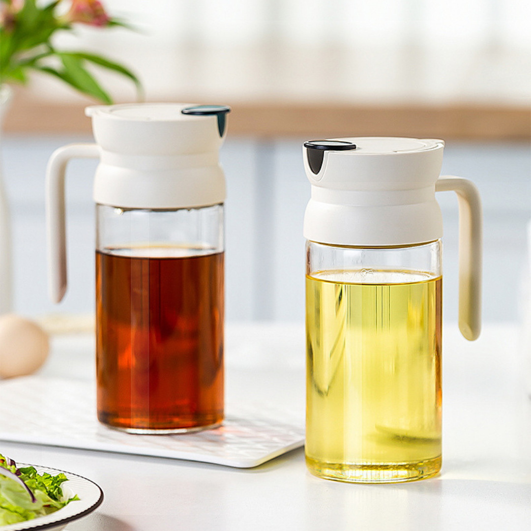 Automatic Glass Oil Dispenser Bottle Grey Handle - 600ml