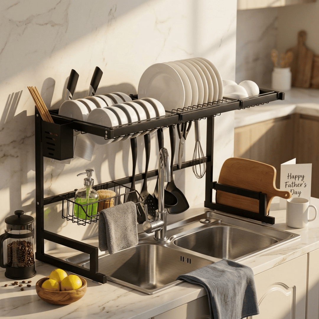 HOMERO Adjustable Multipurpose Over Sink Dish Drying Rack 85cm