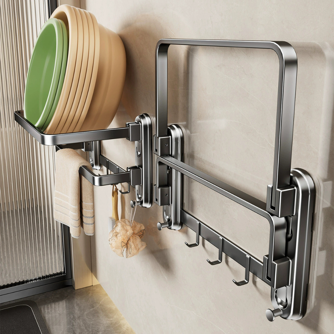 Multi-Purpose Four Suction Cup Foldable Basin Rack