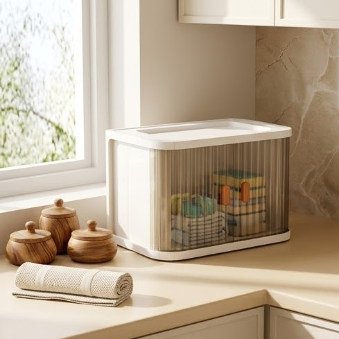 Multipurpose Foldable Storage Organizer with Lid and Four Wheels