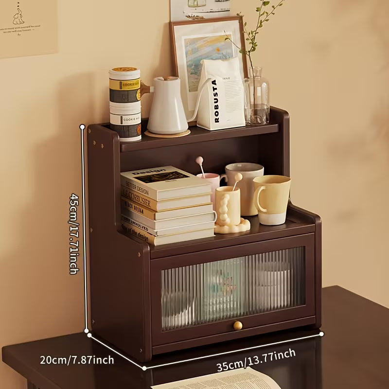 2 Tier Bamboo Flip Door Storage Cabinet