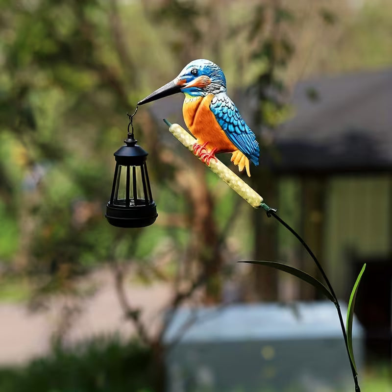 Decorative Outdoor Solar Kingfisher Garden Lantern