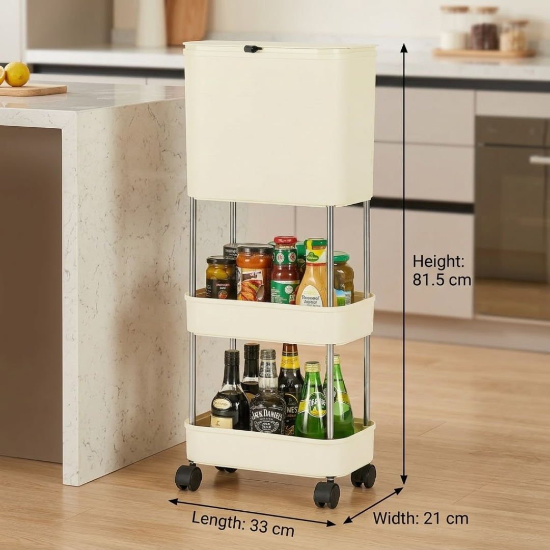 Multi Layer Dry Wet Separation Storage Cart with Wheels