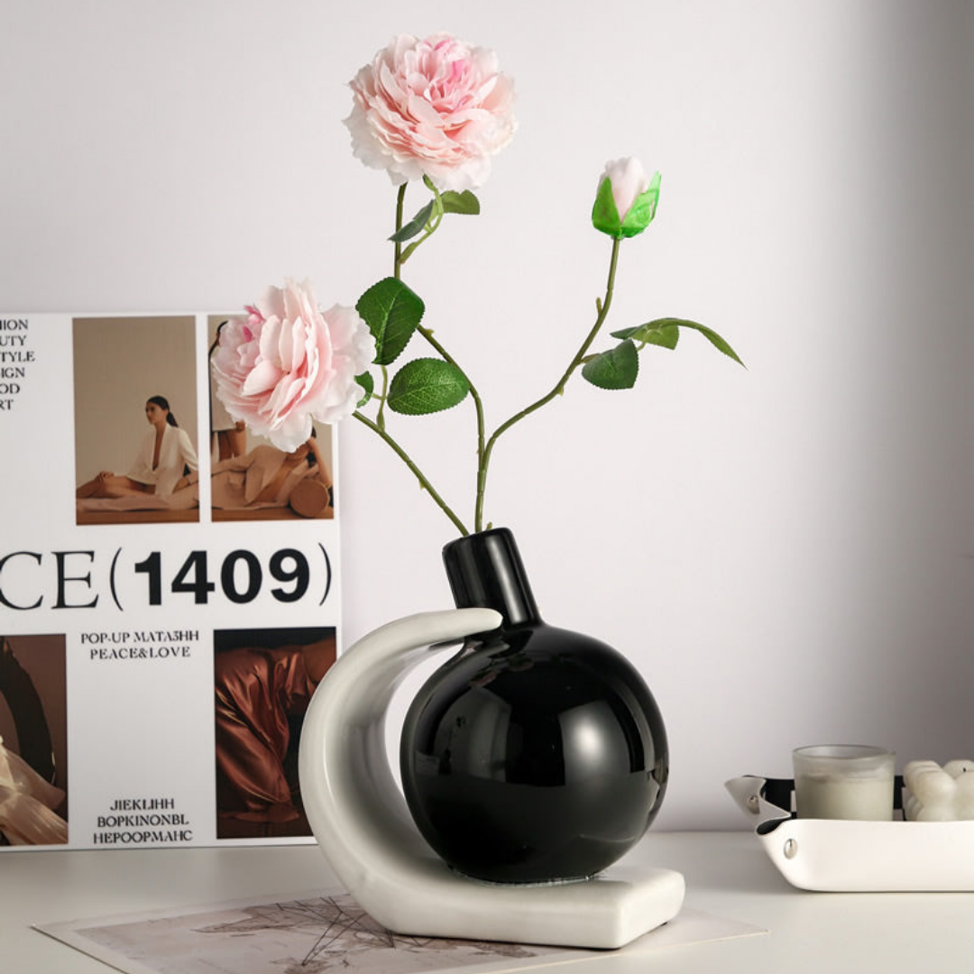 HOMERO Modern Nordic Style Ceramic Flower Vase With Flower