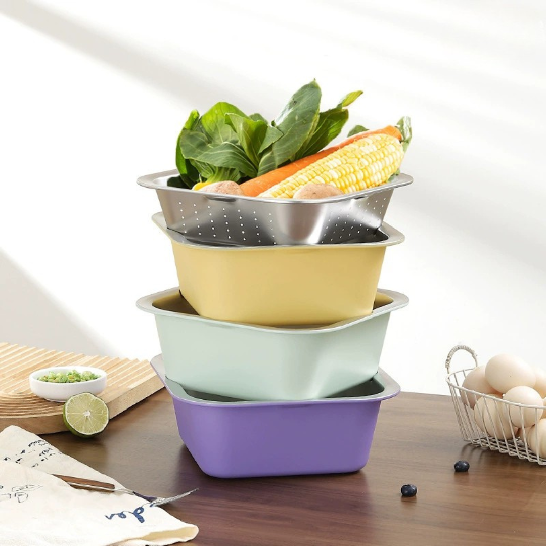 Dual-Layer Stainless Steel Multi Purpose Basin Set