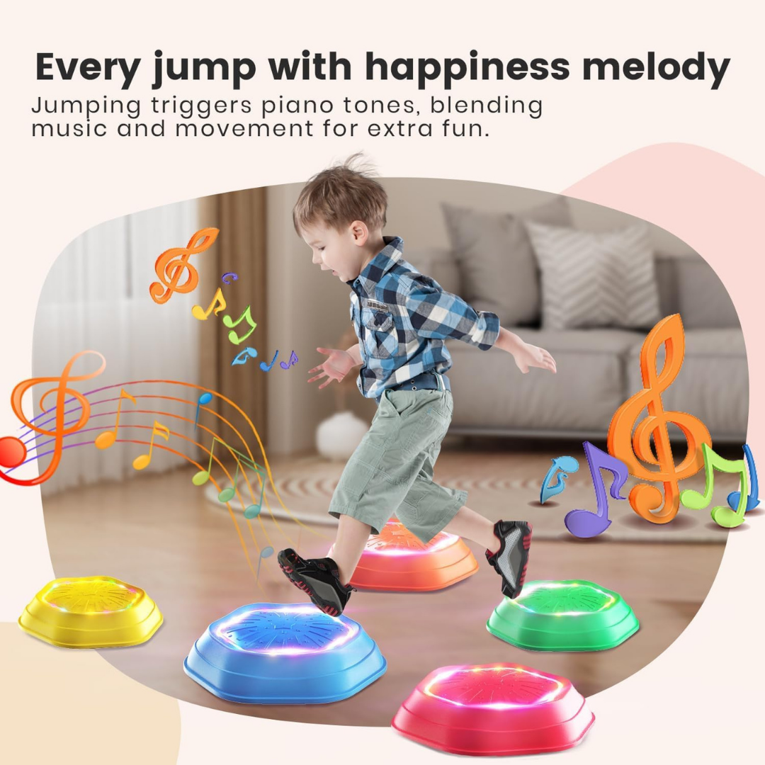 HOMERO  Interactive Balance Musical Light Up Stepping Stones - Set 5 Pcs