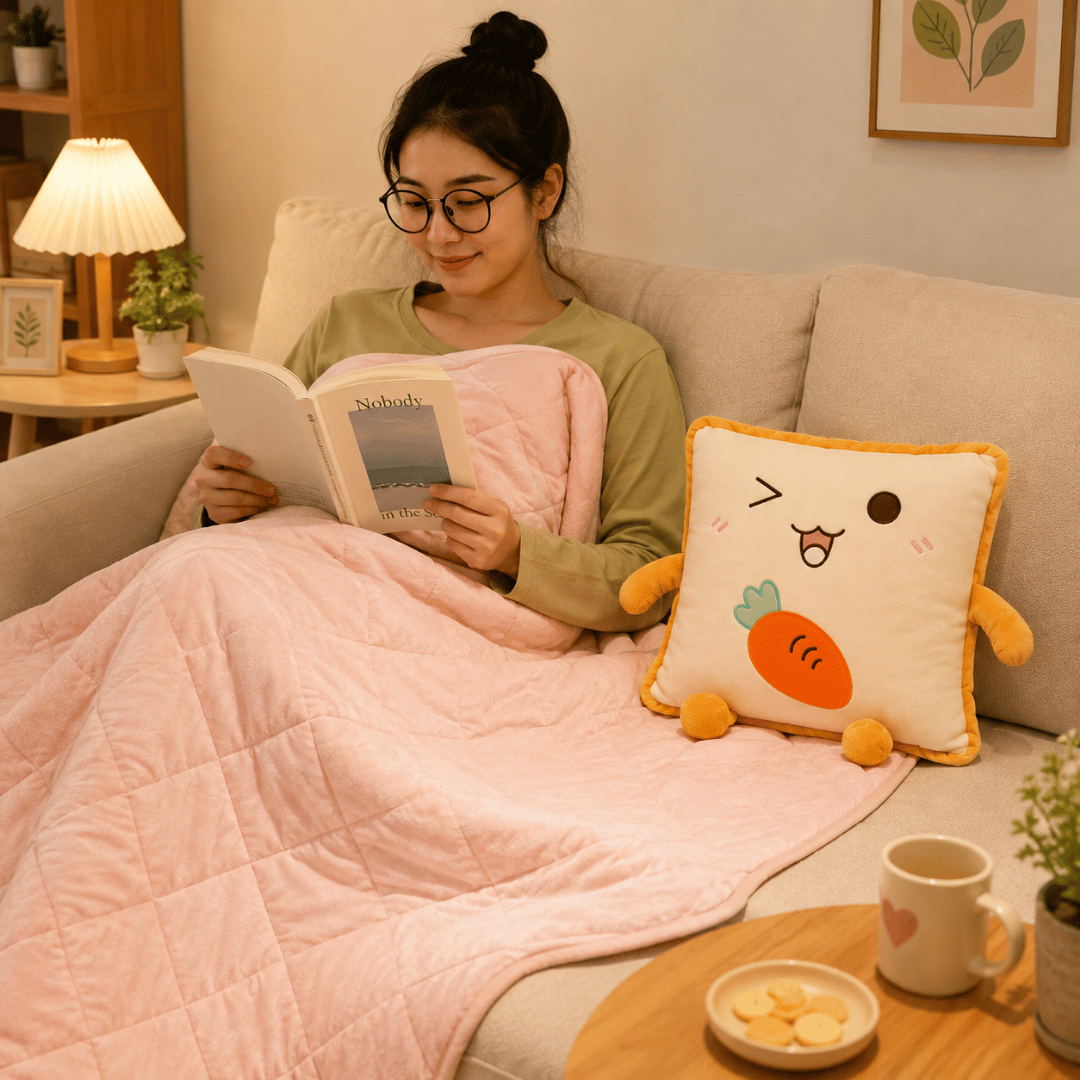 Homero 3D Cute Toast Pillow Blanket 2 in 1  Foldable Plush Quilt