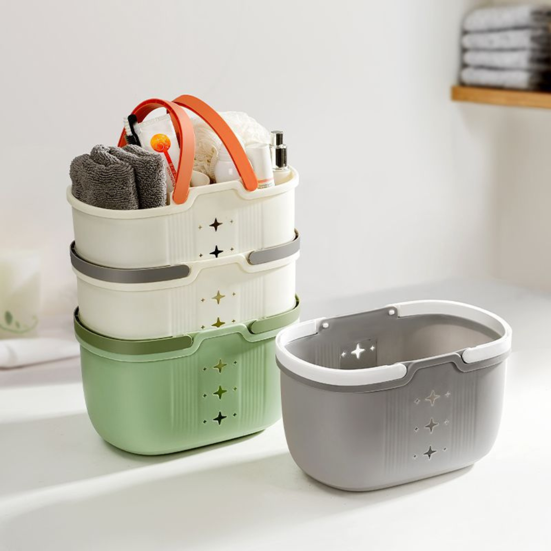 Homero Portable Shower Basket with Drain Holes and Handle