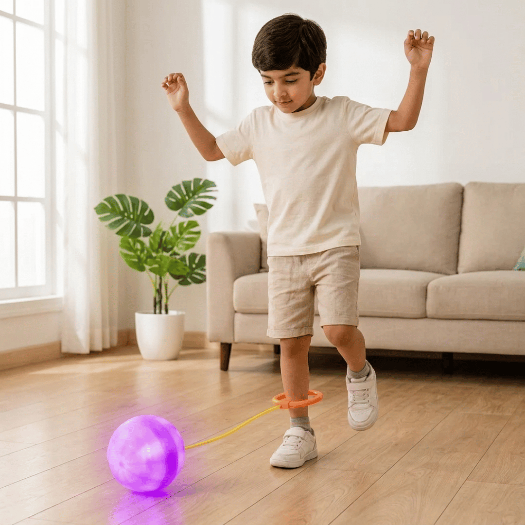Homero Flashing Ankle Skip Ball Spin Jumper Kids Fitness Toy