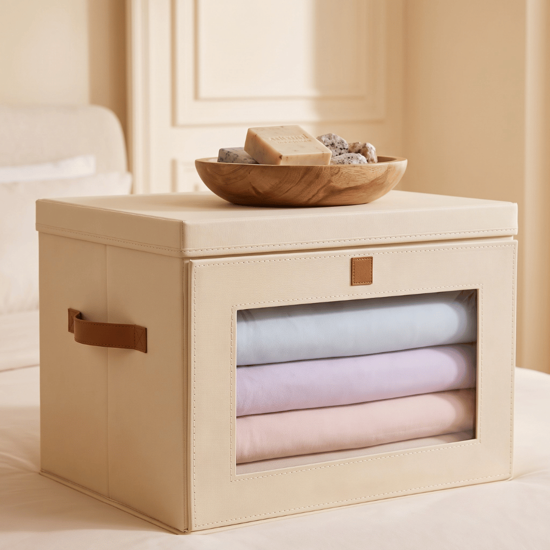 Foldable Wardrobe Storage Boxes with Front Window Lid