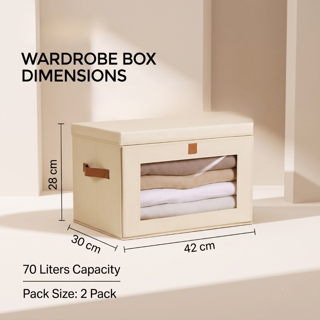 Foldable Wardrobe Storage Boxes with Front Window Lid