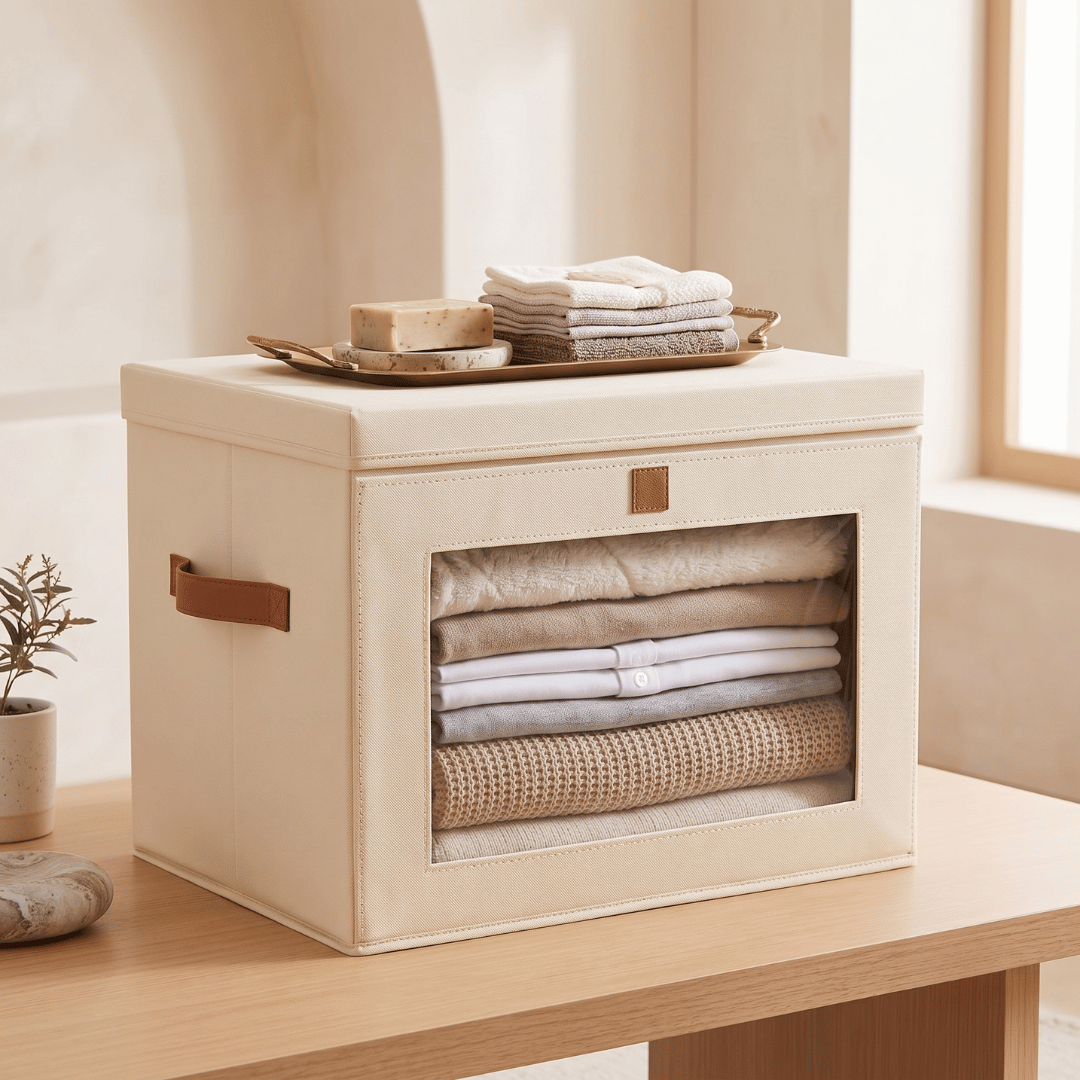 Foldable Wardrobe Storage Boxes with Front Window Lid