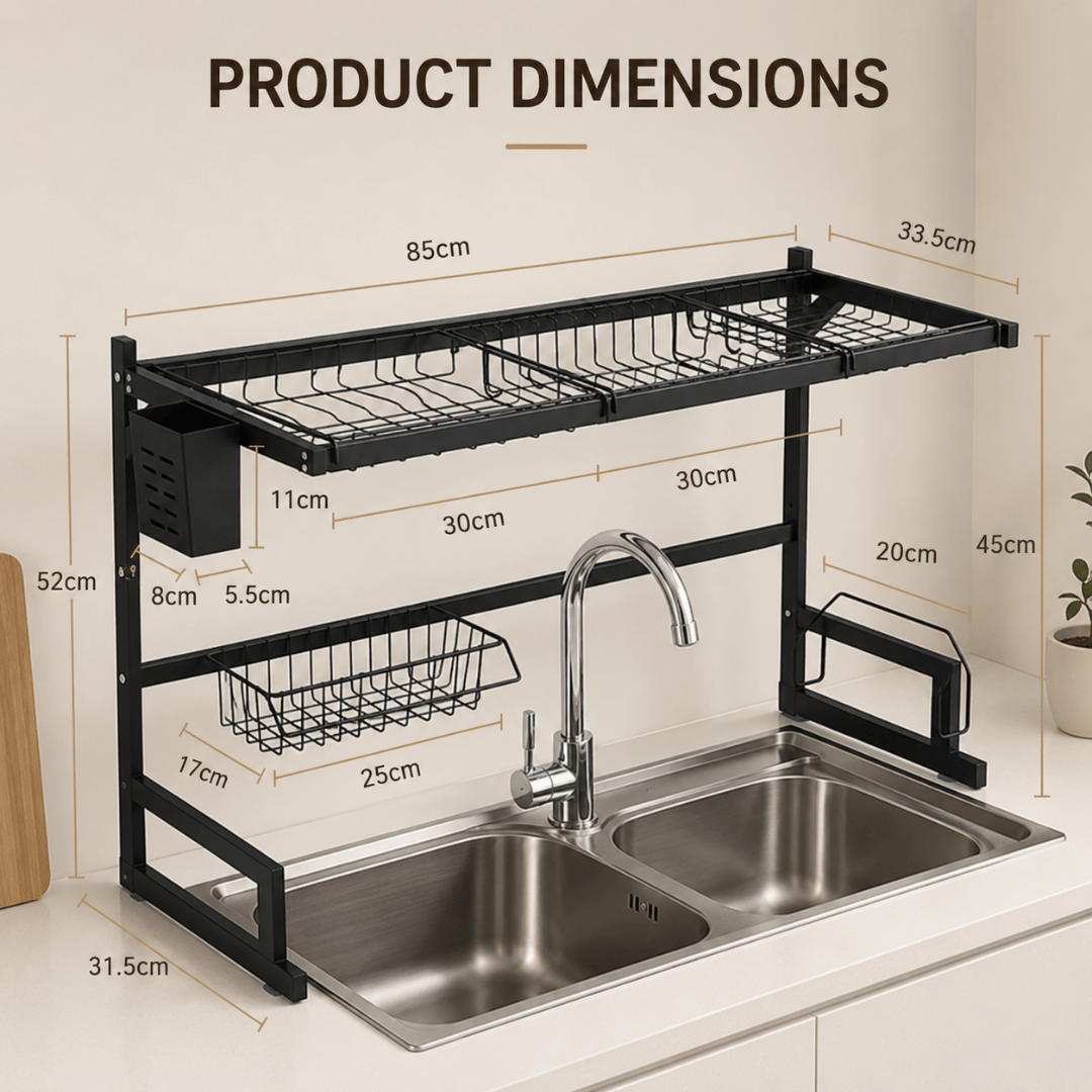 HOMERO Adjustable Multipurpose Over Sink Dish Drying Rack 85cm