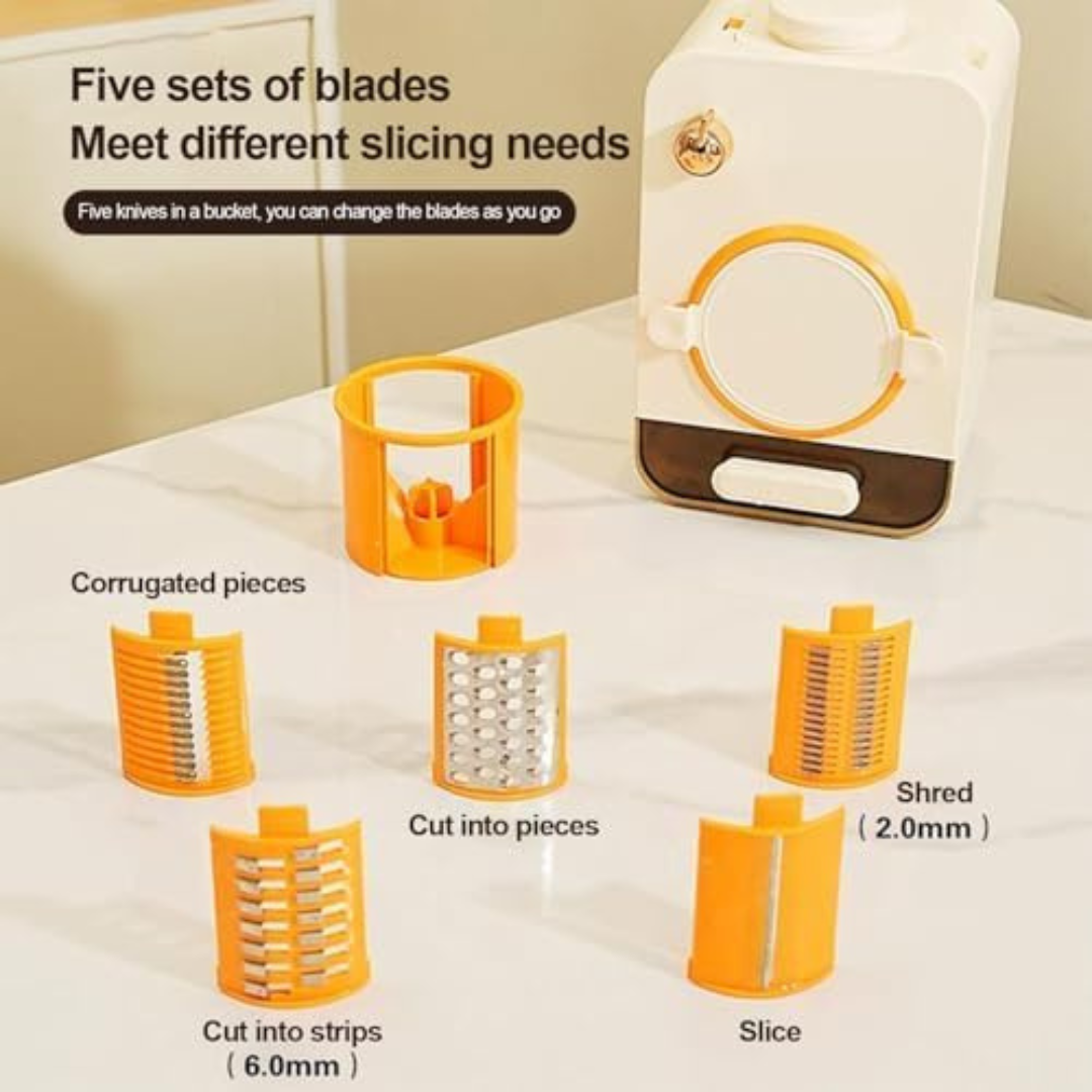 HOMERO Electric Vegetable Cutter Multifunctional High-Speed Grater with 5 Blades