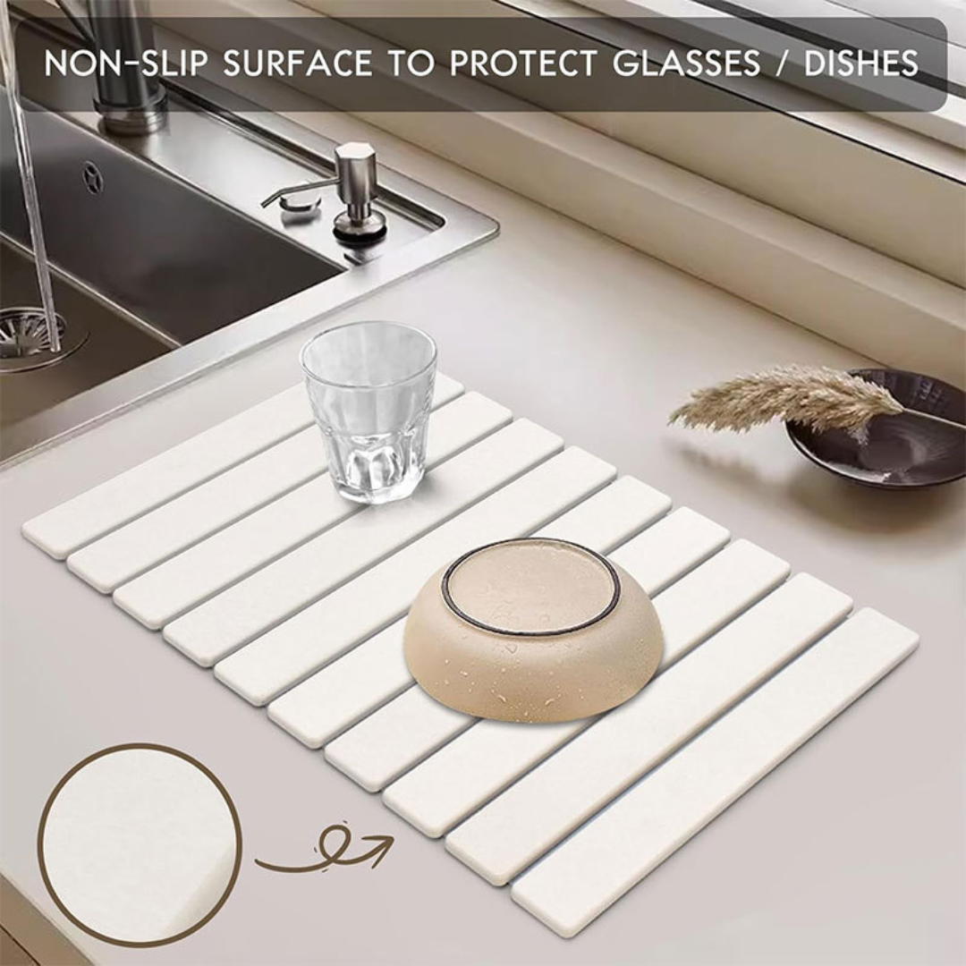 HOMERO Quick Dry Diatomite Foldable Water Absorbing Stone Mat 60x39 cm