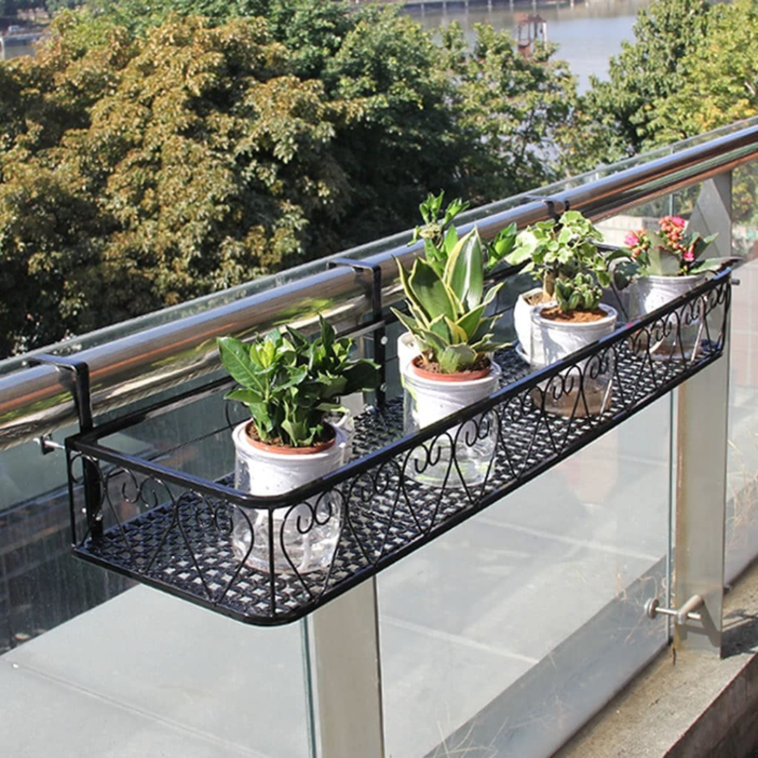 Heavy Duty Hanging Plant Shelf Decorative Railing Pot Stand