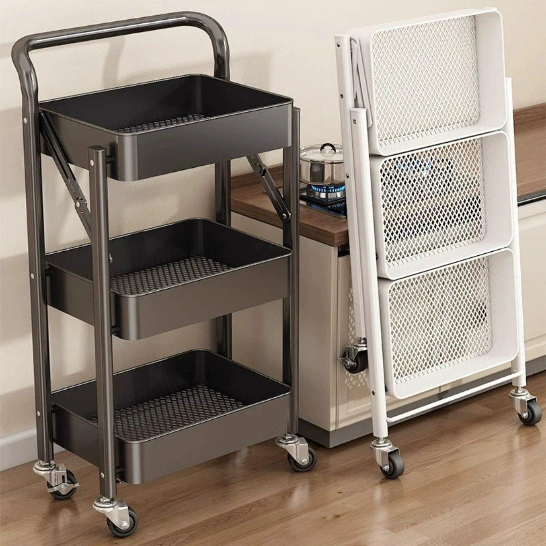 Homero Multi Tier  Foldable Design Rolling Utility Storage Cart