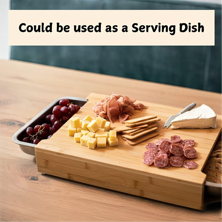 Multi Purpose Bamboo Chopping Board with Dual Steel Containers