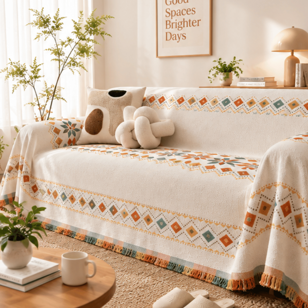 Unique Pattern Reversible Chenille Throw Sofa Cover