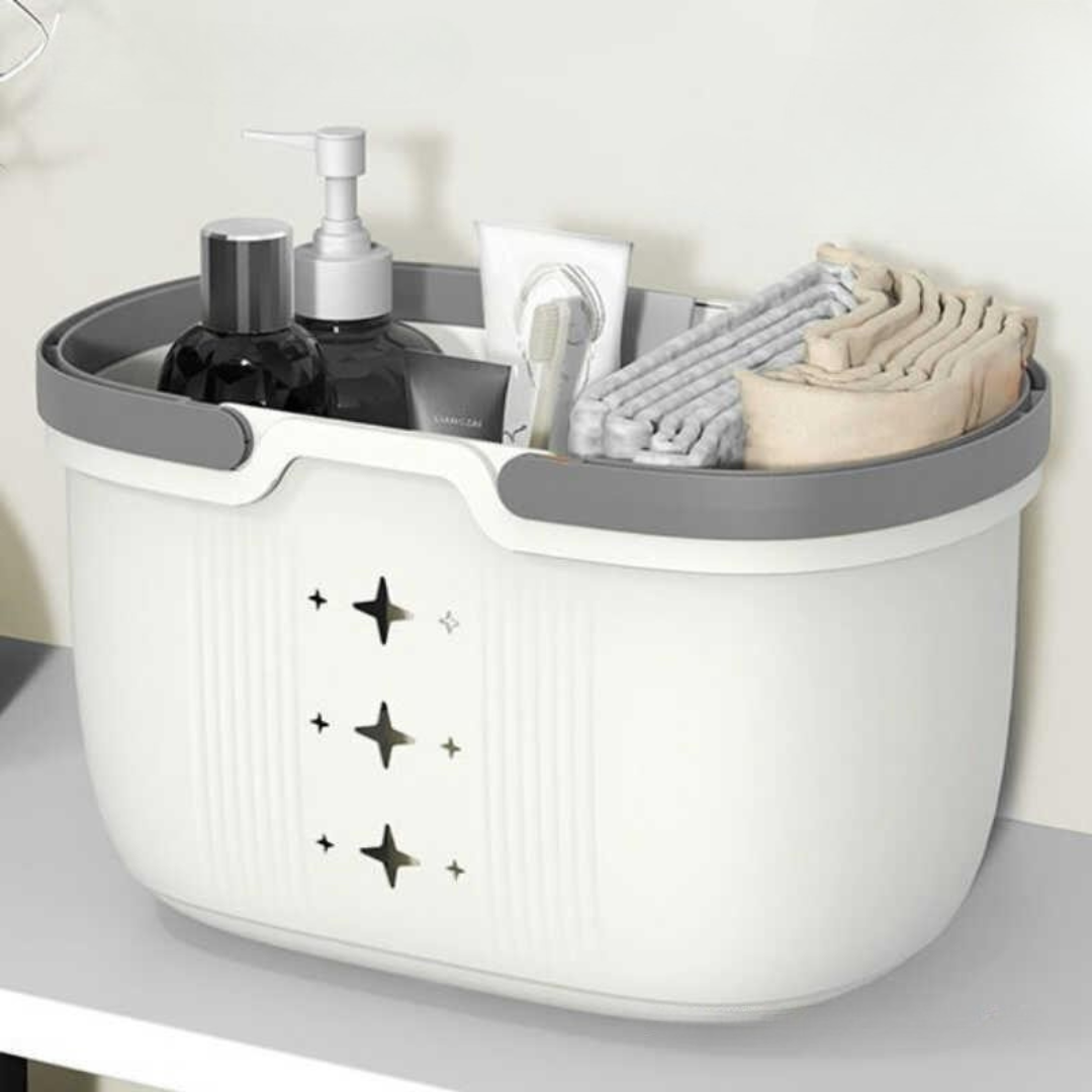 Homero Portable Shower Basket with Drain Holes and Handle