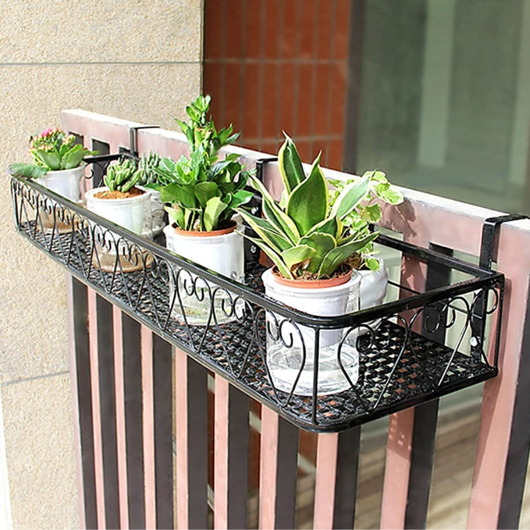 Heavy Duty Hanging Plant Shelf Decorative Railing Pot Stand
