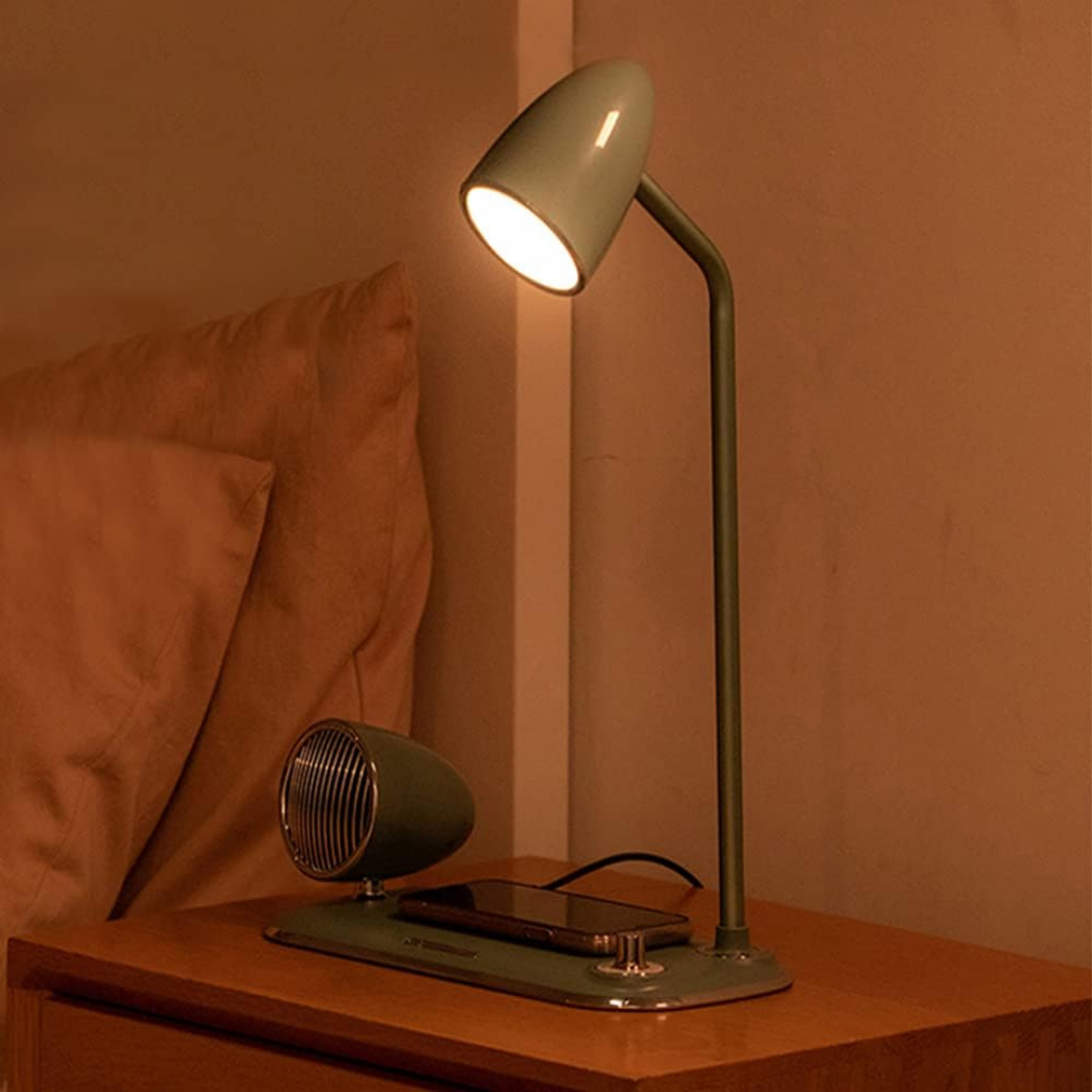 HOMERO 3 in 1 Eye-Caring Desk Lamp with Bluetooth Speaker Wireless Charger