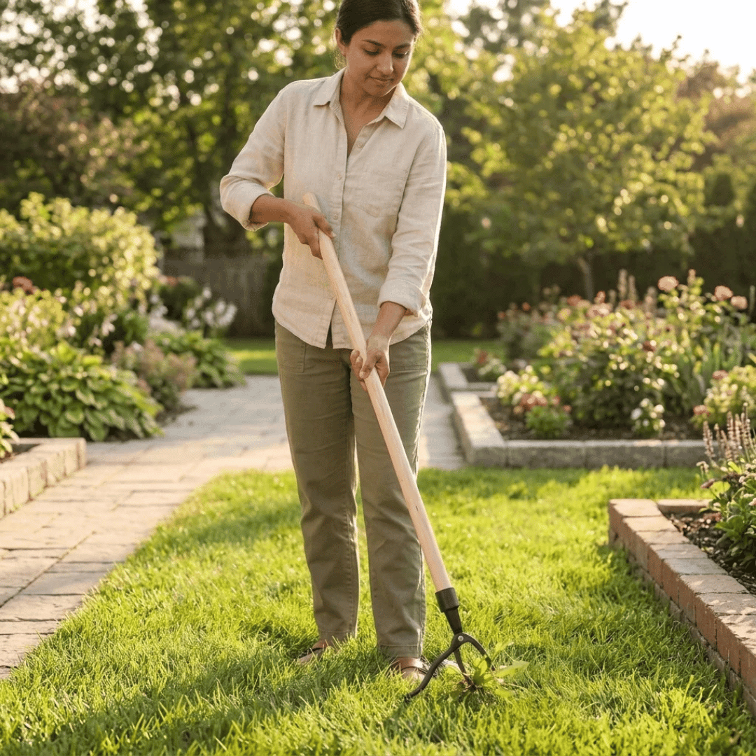HOMERO Long Handle Steel Weeding Tool with Efficient 4-Claw Design