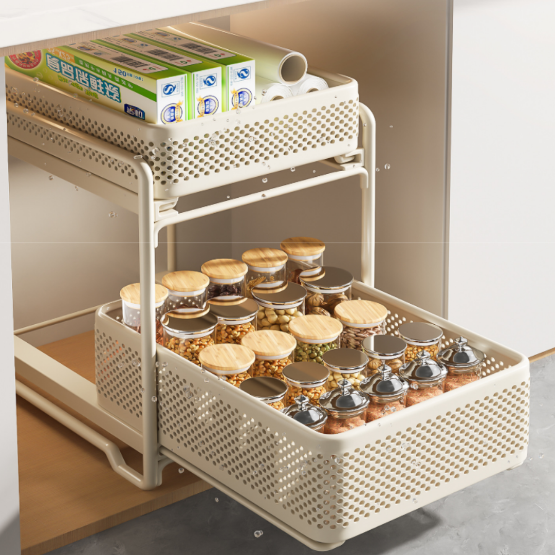 Homero Double-Layer Pullout Storage Rack Tall Bottle Organizer